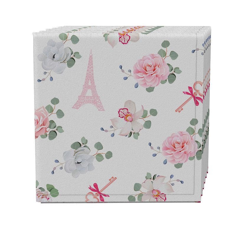 Napkin Set of 4， 100% Cotton， 20x20， Romantic Paris