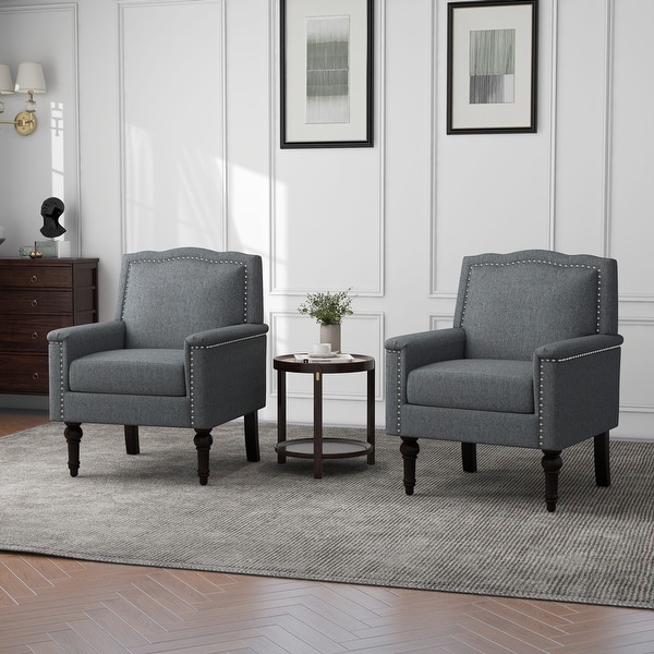 2PACK Modern Armchair Accent Chair Cotton Linen Living Room Chair