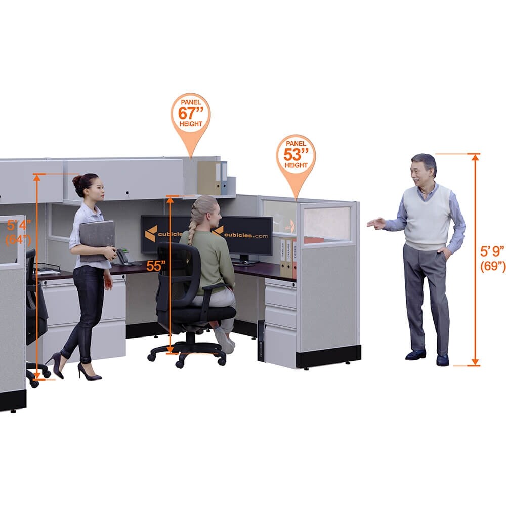 Modular Office Workstations 53 67H 2pack Bullpen Powered Cubicles