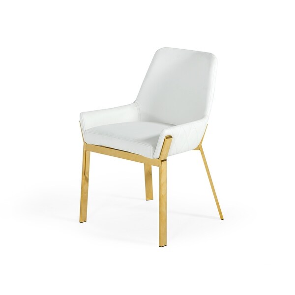 Modrest Ganon Modern White and Gold Dining Chair