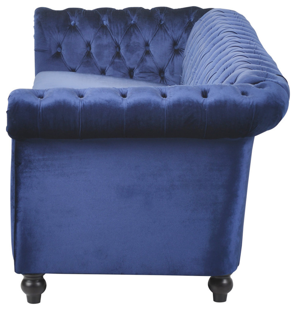 Garrison Tufted Chesterfield Velvet 3 Seater Sofa   Traditional   Sofas   by GDFStudio  Houzz