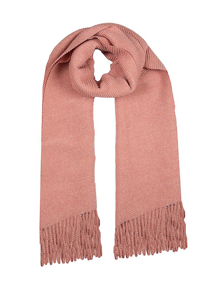 Women’s Pleated Plain Scarf with Tassels