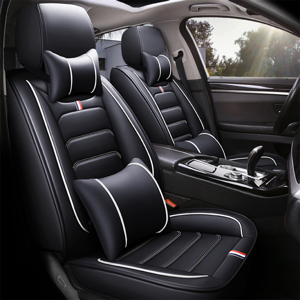 OTOEZ Car Seat Covers Luxury Leather 5-Seats Full Set Protector Universal for Auto Sedan SUV