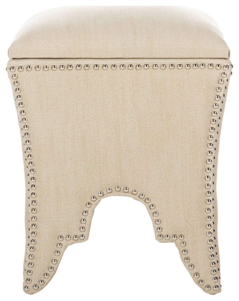 Rita Ottoman  Silver Nail Heads Beige   Transitional   Footstools And Ottomans   by Rustic Home Furniture Deco  Houzz