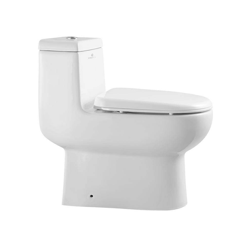 Fresca Antila 1-piece 0.8  1.6 GPF Dual Flush Elongated Toilet in White FTL2351