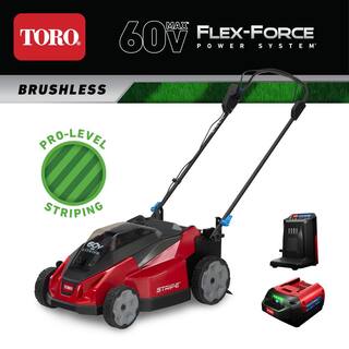 Toro Stripe 60-Volt MAX 21 in. Battery Push Mower - 4.0 Ah BatteryCharger Included 21611