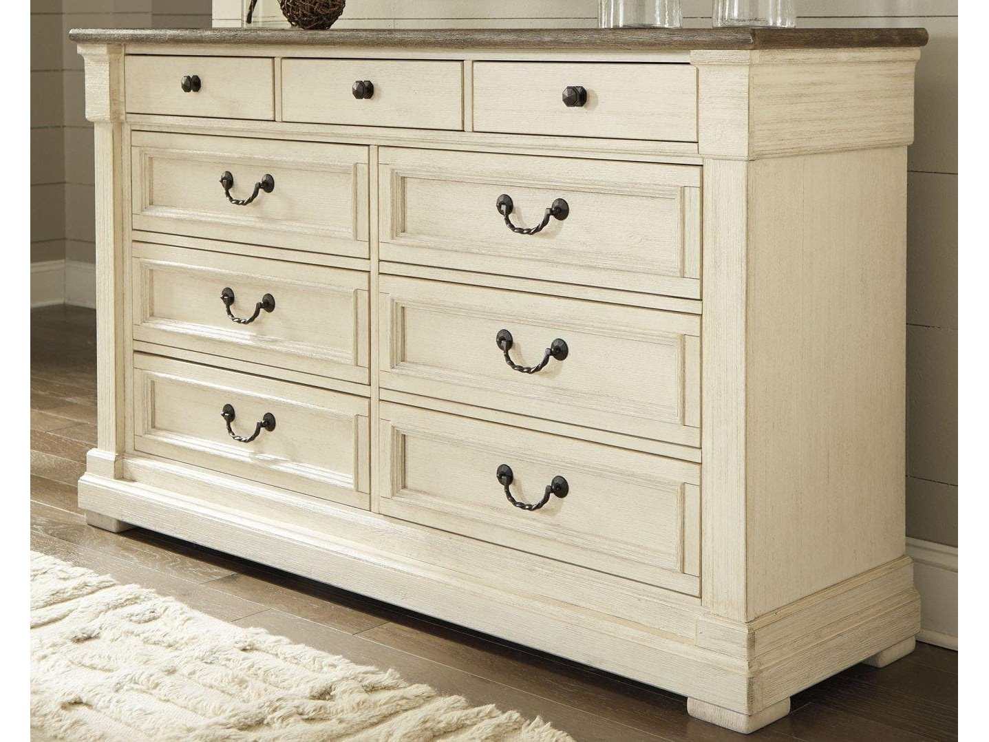 (Online Special Price) Bolanburg Weathered Oak & Antique White Dresser w/ 9 Drawers