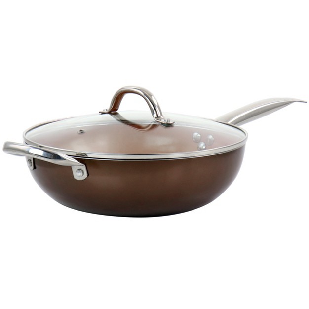 Copper Pan Cooking Excellence 3 5 Quart Aluminum Nonstick Saute Pan In Copper