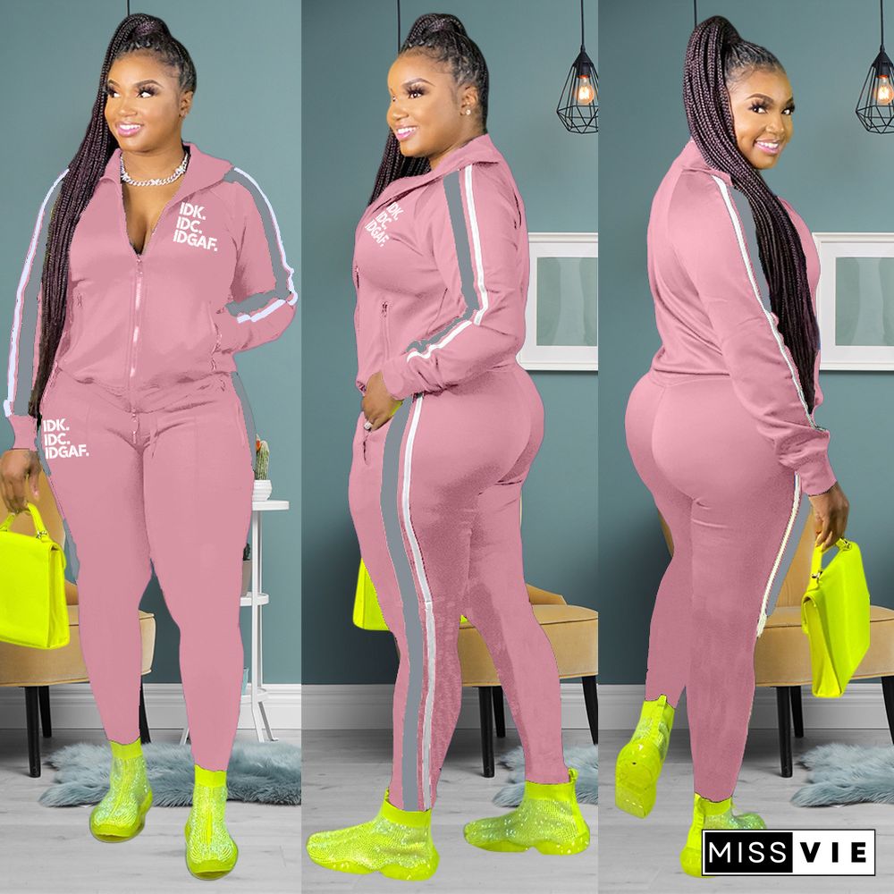 Long Sleeve Zipper Jackets and Pants Tracksuits