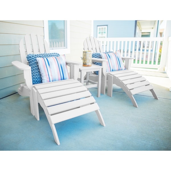 Wyndtree 4 Piece Recycled Plastic Folding Adirondack Chair with Ottoman Set，Made in USA