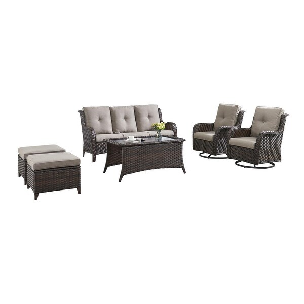 2 Piece Outdoor Ottoman Wicker Patio Ottomans