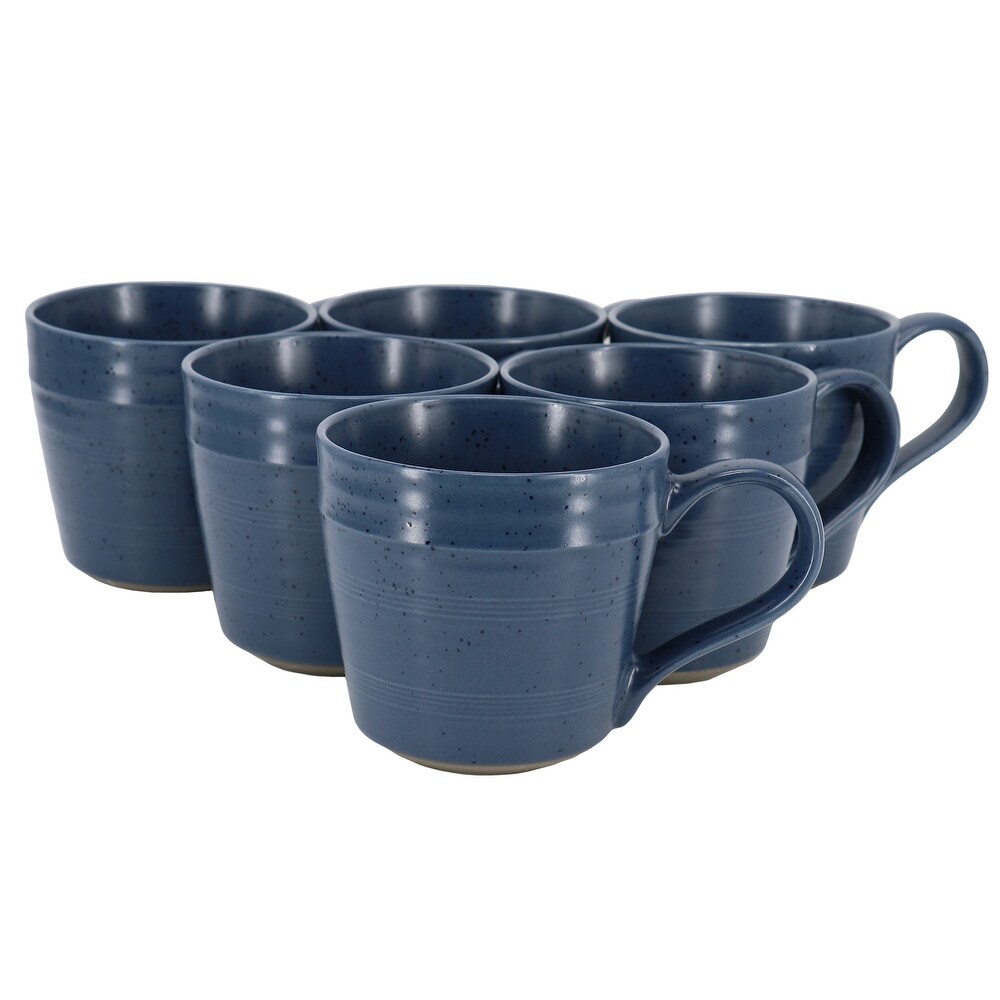 Bee and Willow Milbrook 6 Piece 15 Ounce Stoneware Mug Set in Speckled Blue