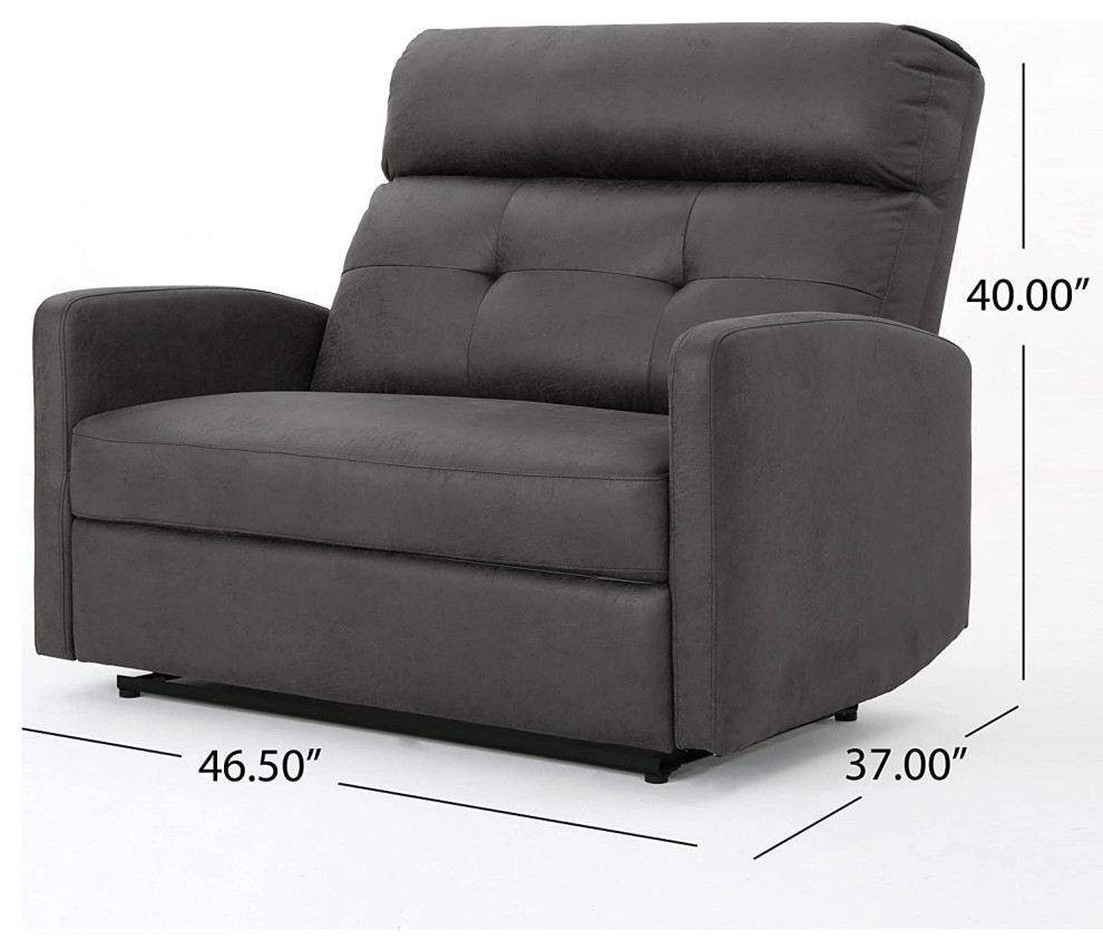 Contemporary 2 Seater Recliner  Cushioned Seat With Deep Tufted Back  Slate   Contemporary   Recliner Chairs   by Declusia  Houzz