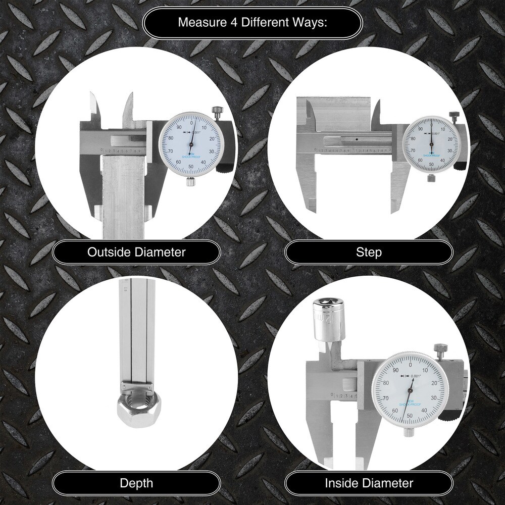 Dial Caliper   Stainless Steel and Shock Proof Tool With Plastic Carry Case  0  6 Inch Measuring Range by Stalwart