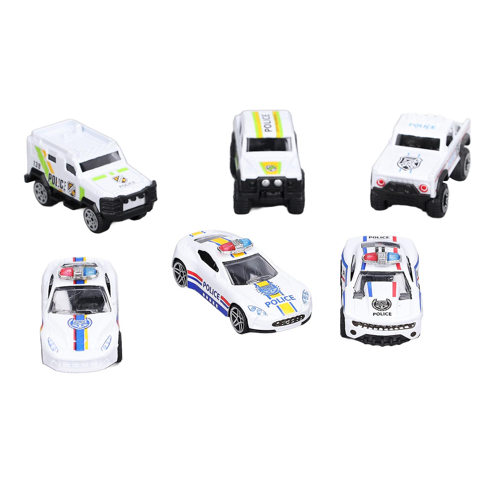 6pcs Police Car Toys 1:64 Scale Premium Alloy Sturdy Durable Small Portable Exquisite Design Vibrant Colors Diecast Cars