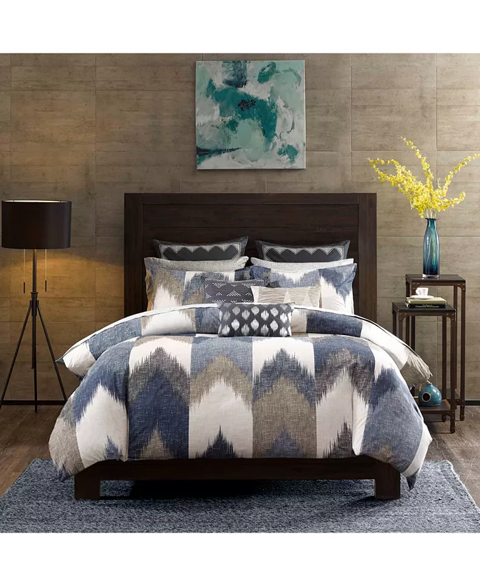 INK+IVY Alpine Chevron Stripe 3-Pc. Duvet Cover Set， Full Queen