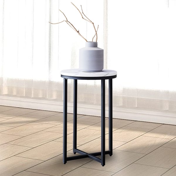 JASIWAY End Table Round Coffee Table with Metal Frame