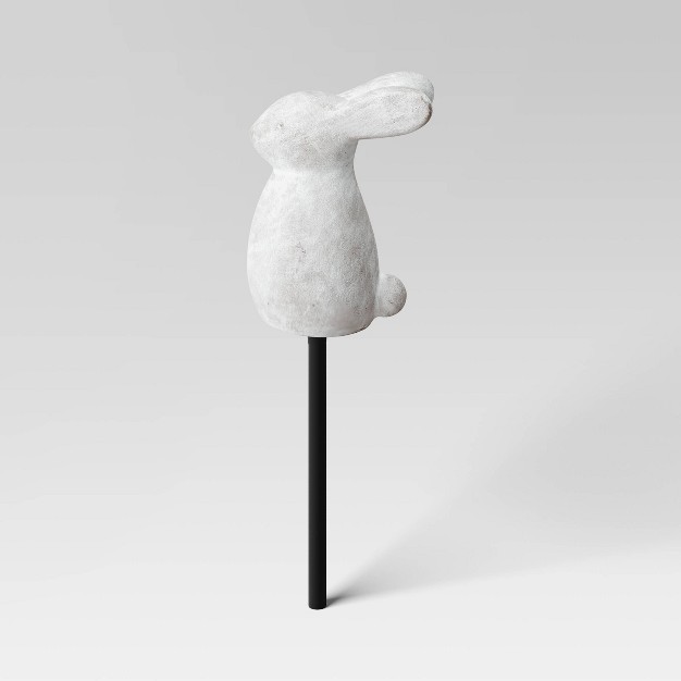 3pc Cement Rabbit Stake Outdoor Figurine Set White