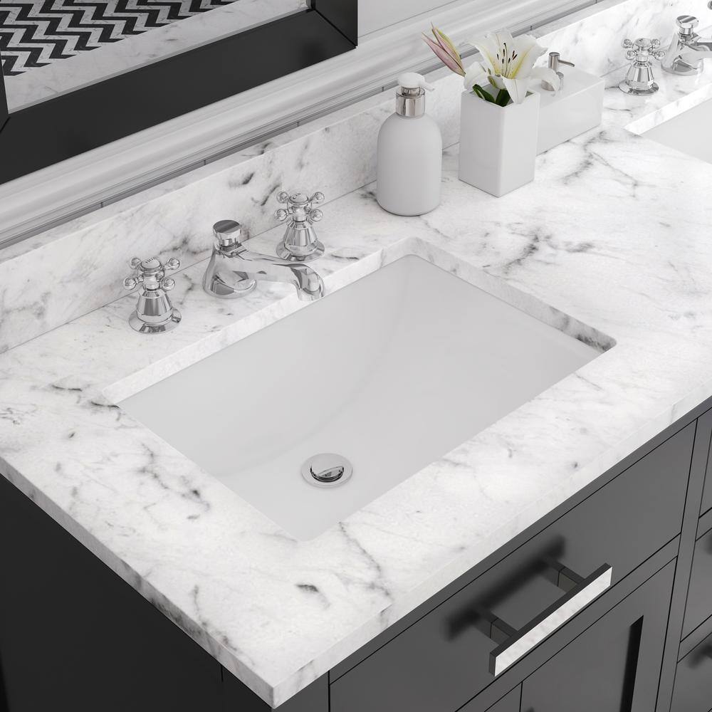 Water Creation 60 in. Vanity in Espresso with Marble Vanity Top in Carrara White Madison 60E