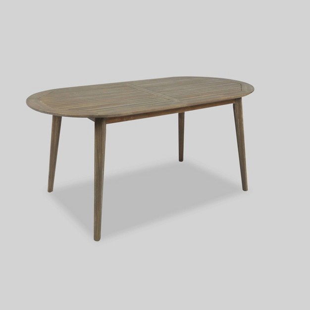 Stamford Oval Acacia Wood Dining Table Gray Christopher Knight Home