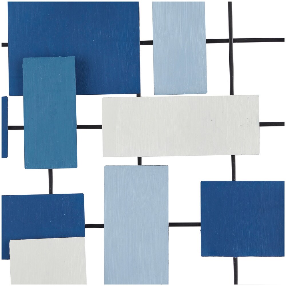 CosmoLiving by Cosmopolitan Blue Metal Overlapping Geometric Wall Decor