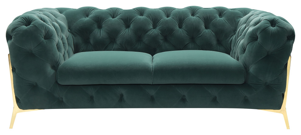 Divani Casa Quincey Transitional Emerald Green Velvet Loveseat   Contemporary   Loveseats   by Vig Furniture Inc.  Houzz