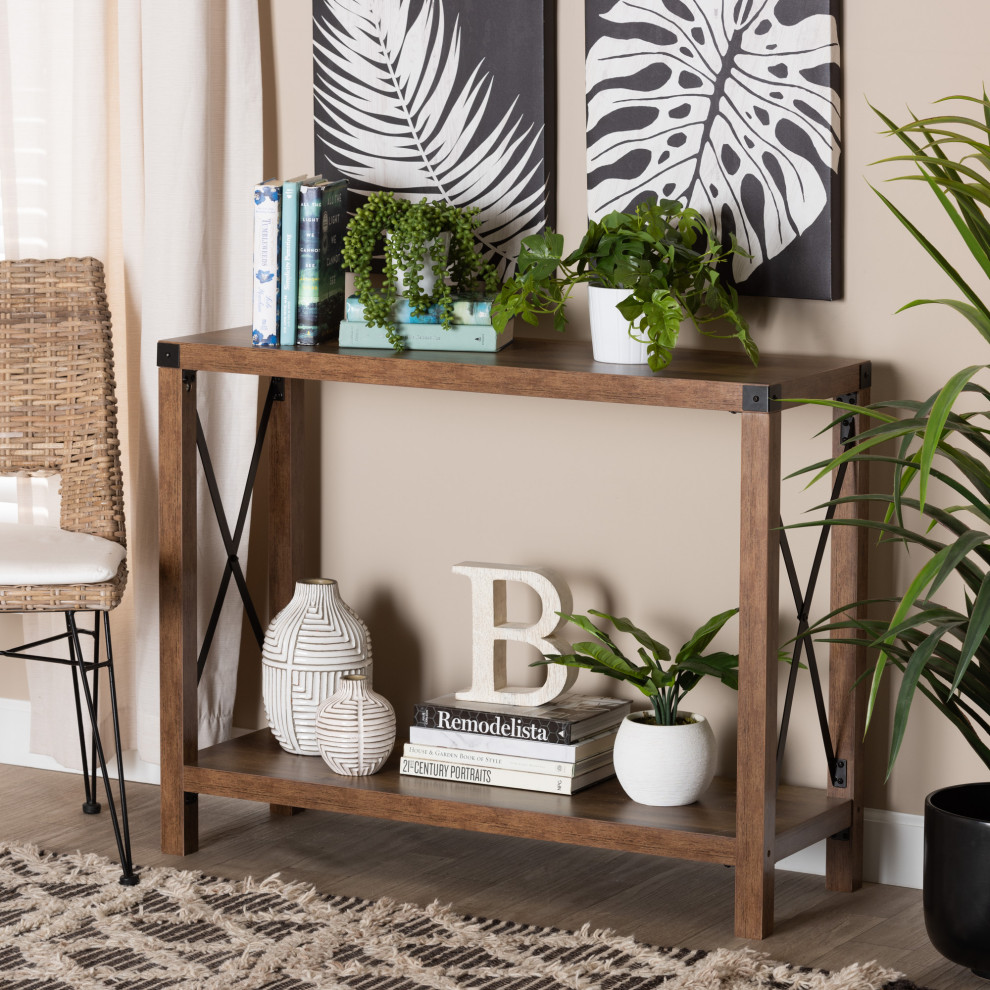 Reese Natural Brown and Black Console Table   Industrial   Console Tables   by Baxton Studio  Houzz