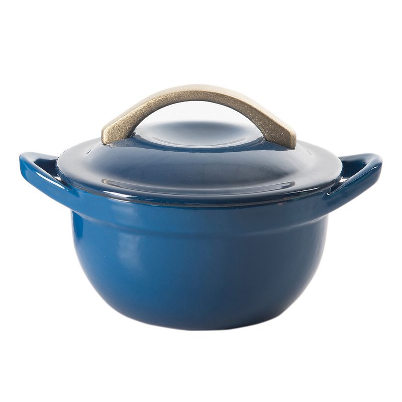 Cravings By Chrissy Teigen 2 Piece 4.7 Inch Enameled Cast Iron Mini Casserole Set in Blue