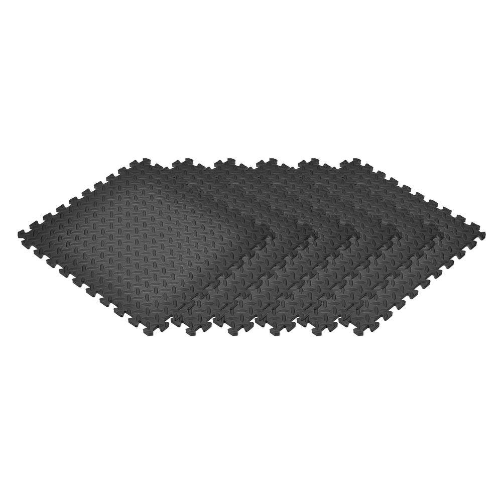 Norsk Black 24 in. x 24 in. x 0.47 in. Foam Garage Flooring Interlocking Mat (6-Pack) 241447