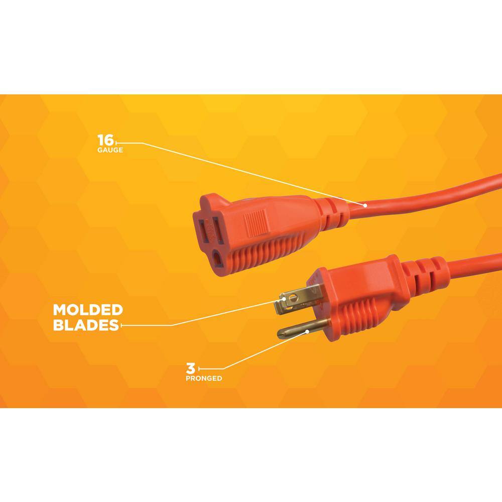 Southwire 25 ft. 162 SJTW Outdoor Light-Duty Extension Cord Orange 22078803