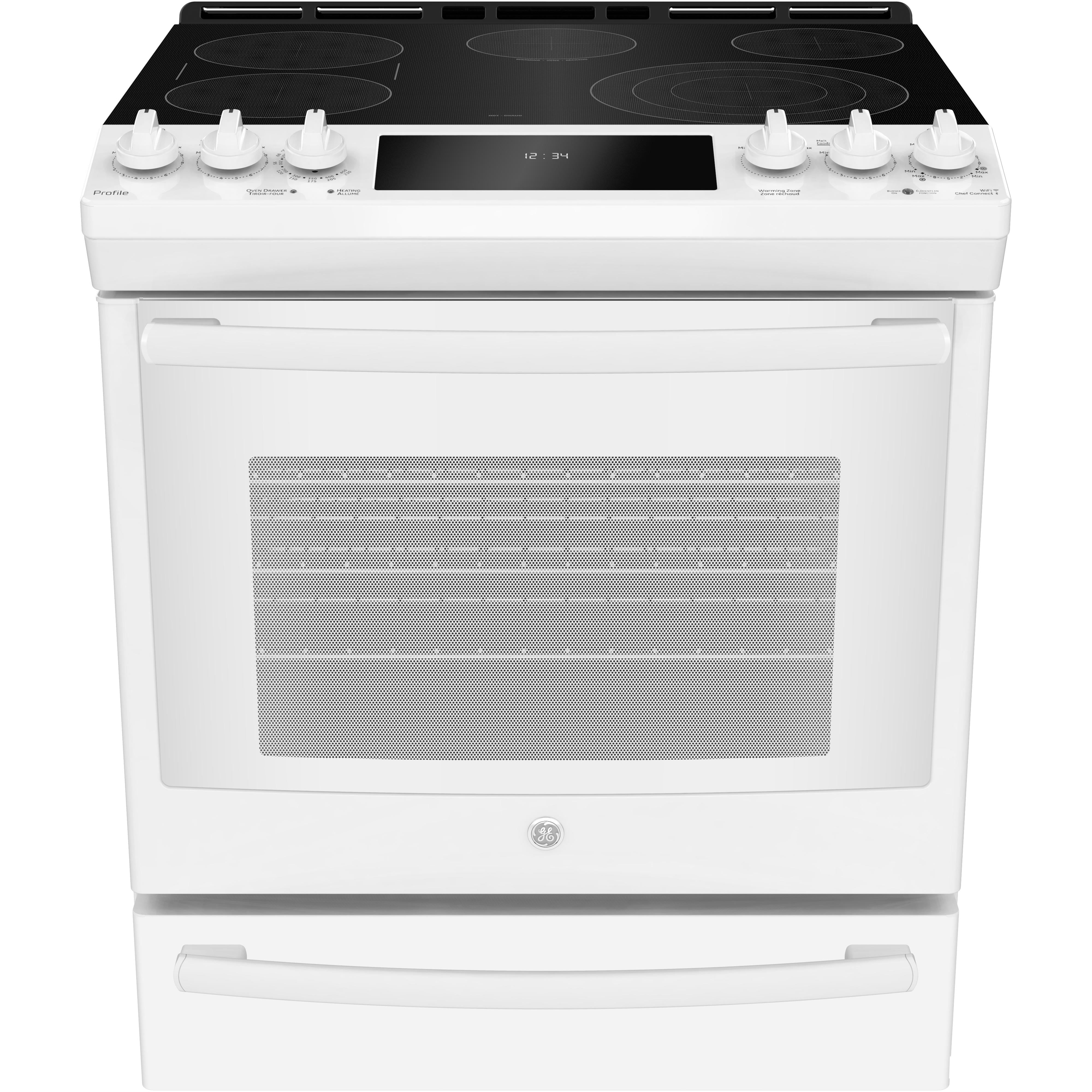 GE Profile 30-inch Slide-In Electric Range PCS940DMWW