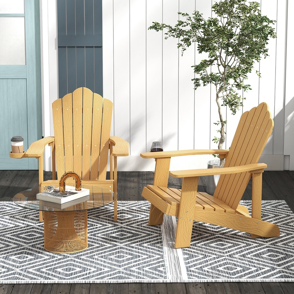 Gymax Patio HIPS Outdoor Weather Resistant Slatted Chair Adirondack