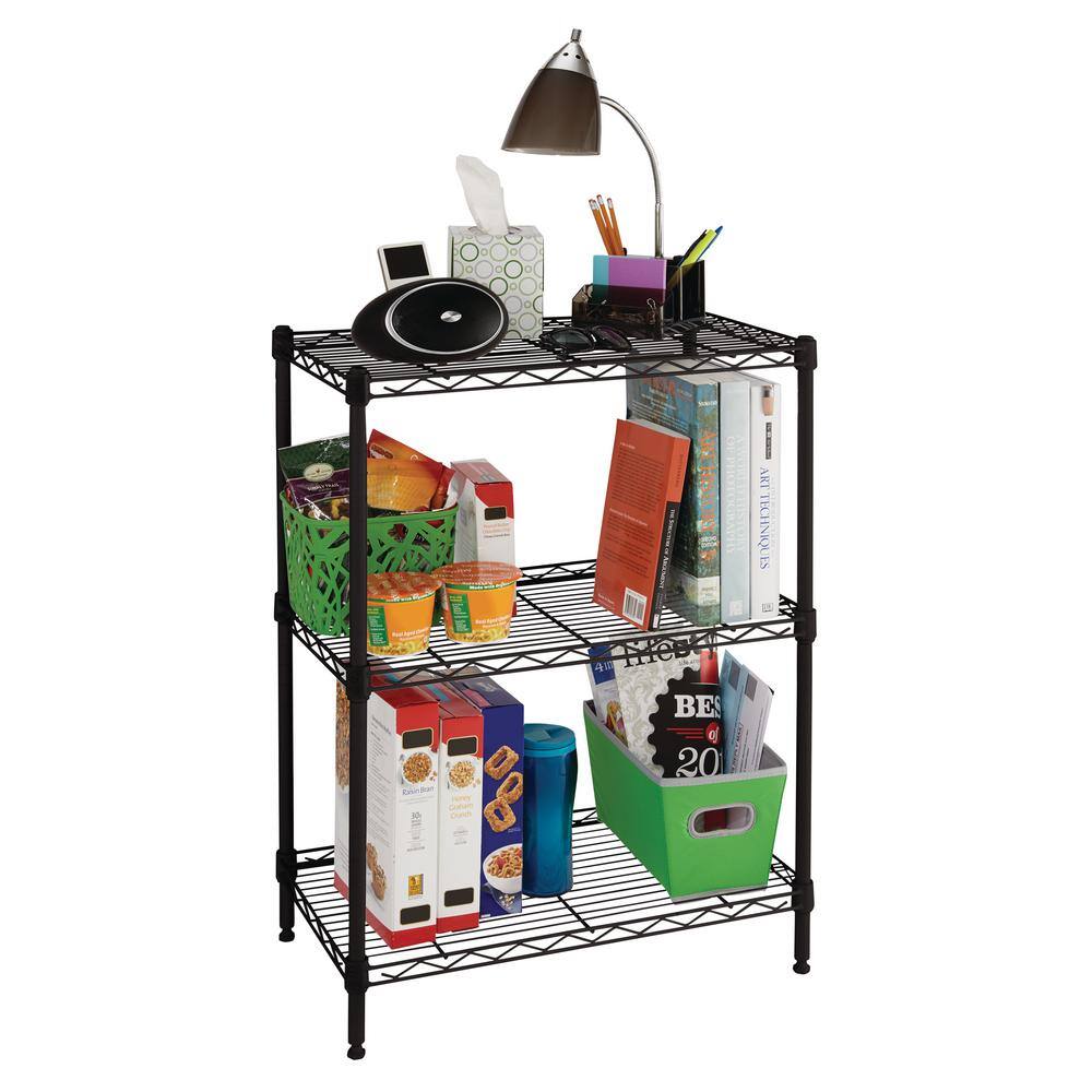 HDX 3-Tier Steel Wire Shelving Unit in Black (24 in. W x 30 in. H x 14 in. D) EH-WSTHDUS-006B