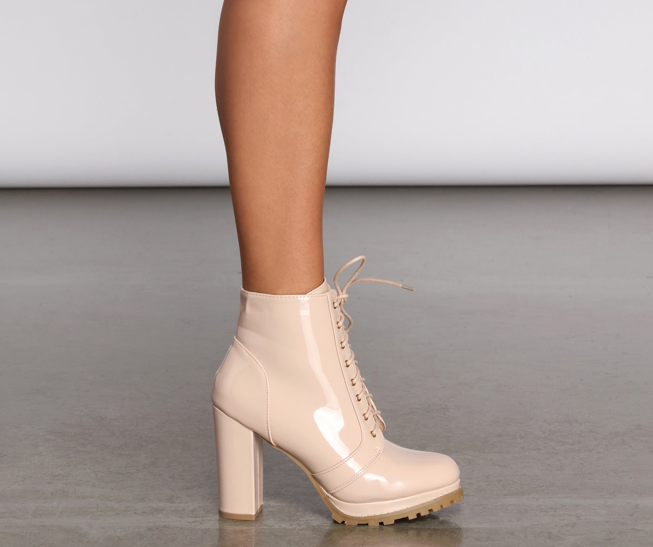 Here To Slay Faux Leather Combat Booties