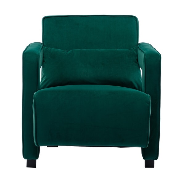 Modern Velvet Open Back Upholstered Armchair Accent Chair with Pillow - 26