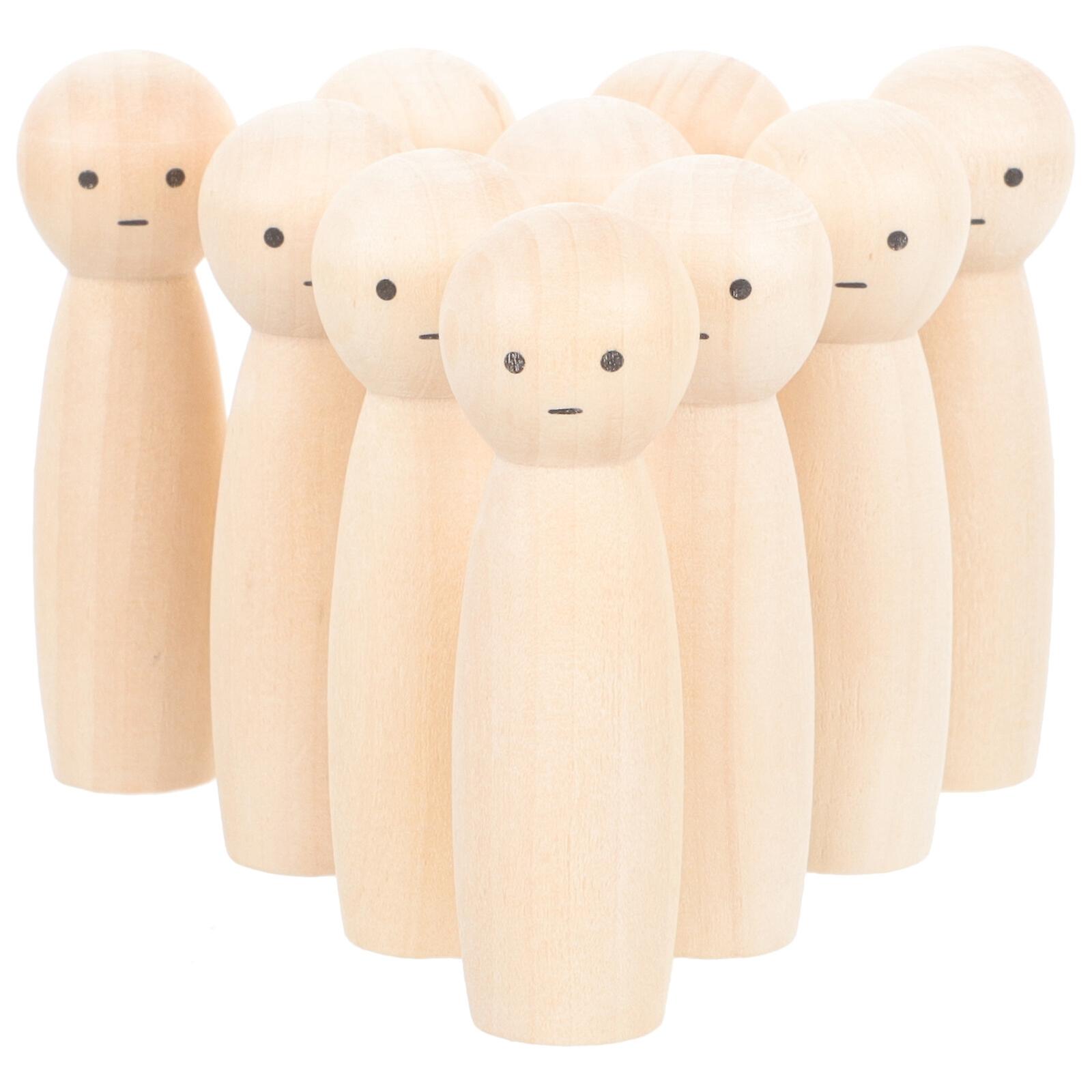 10pcs Unfinished Wood Doll Blank Wooden Doll Diy Painting Wooden Doll Home Decor