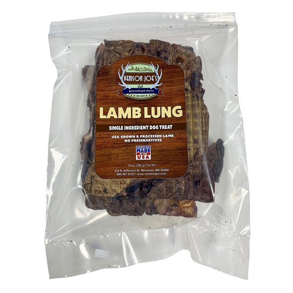 Venison Joe's Single Ingredient Lamb Lung Dehydrated Dog Treat， 10-oz bag