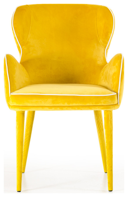 33 quotYellow Fabric And Metal Dining Chair   Midcentury   Dining Chairs   by BuyDBest  Houzz