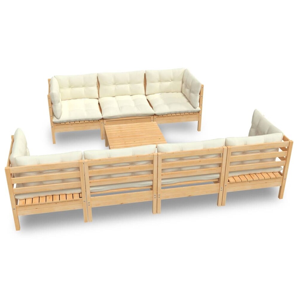 vidaXL Solid Pinewood Patio Lounge Set 8 Piece with Cushions Multi Colors