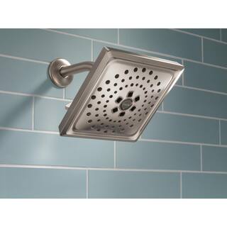 Delta 3-Spray Patterns 1.75 GPM 7.63 in. Wall Mount Fixed Shower Head with H2Okinetic in Lumicoat Stainless 52684-SS-PR