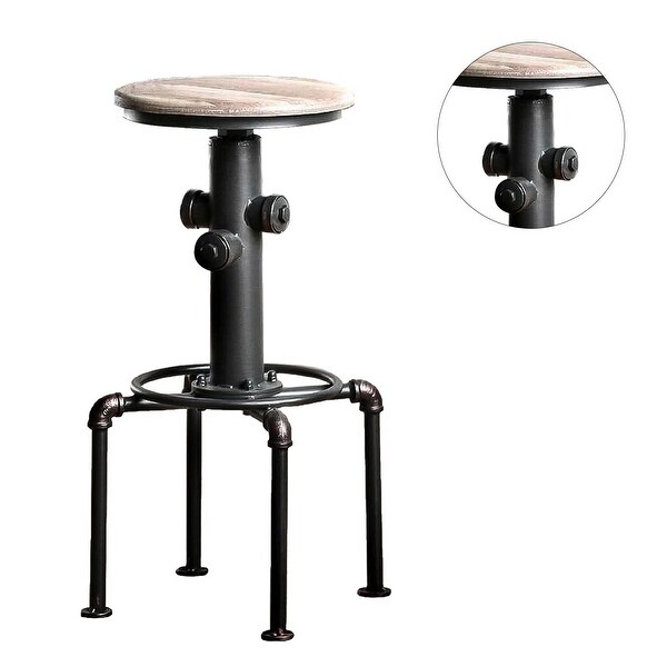 Set of 2 Bar Stool in Antique Black and Natural Tone