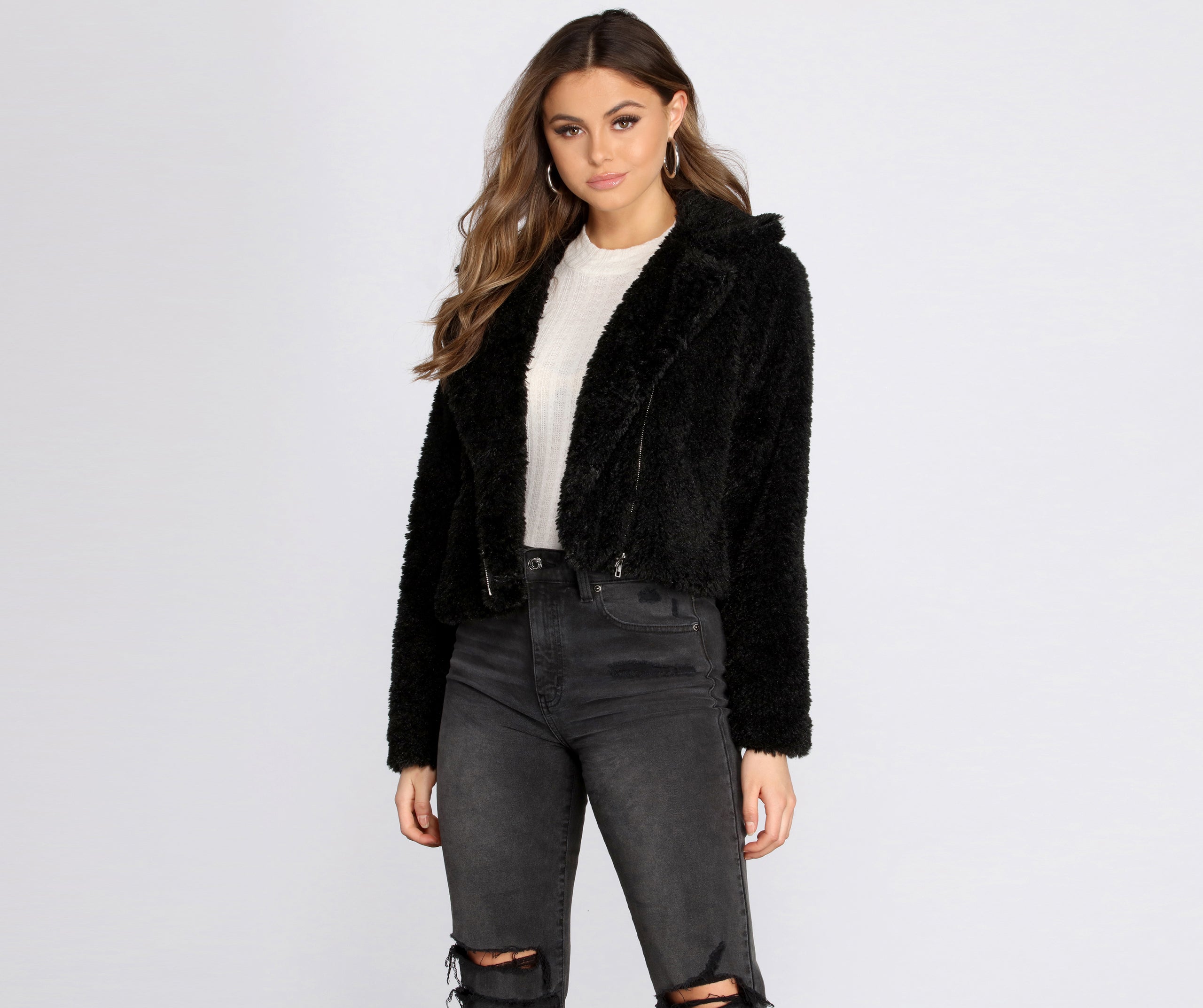 Faux Fur Moto Jacket