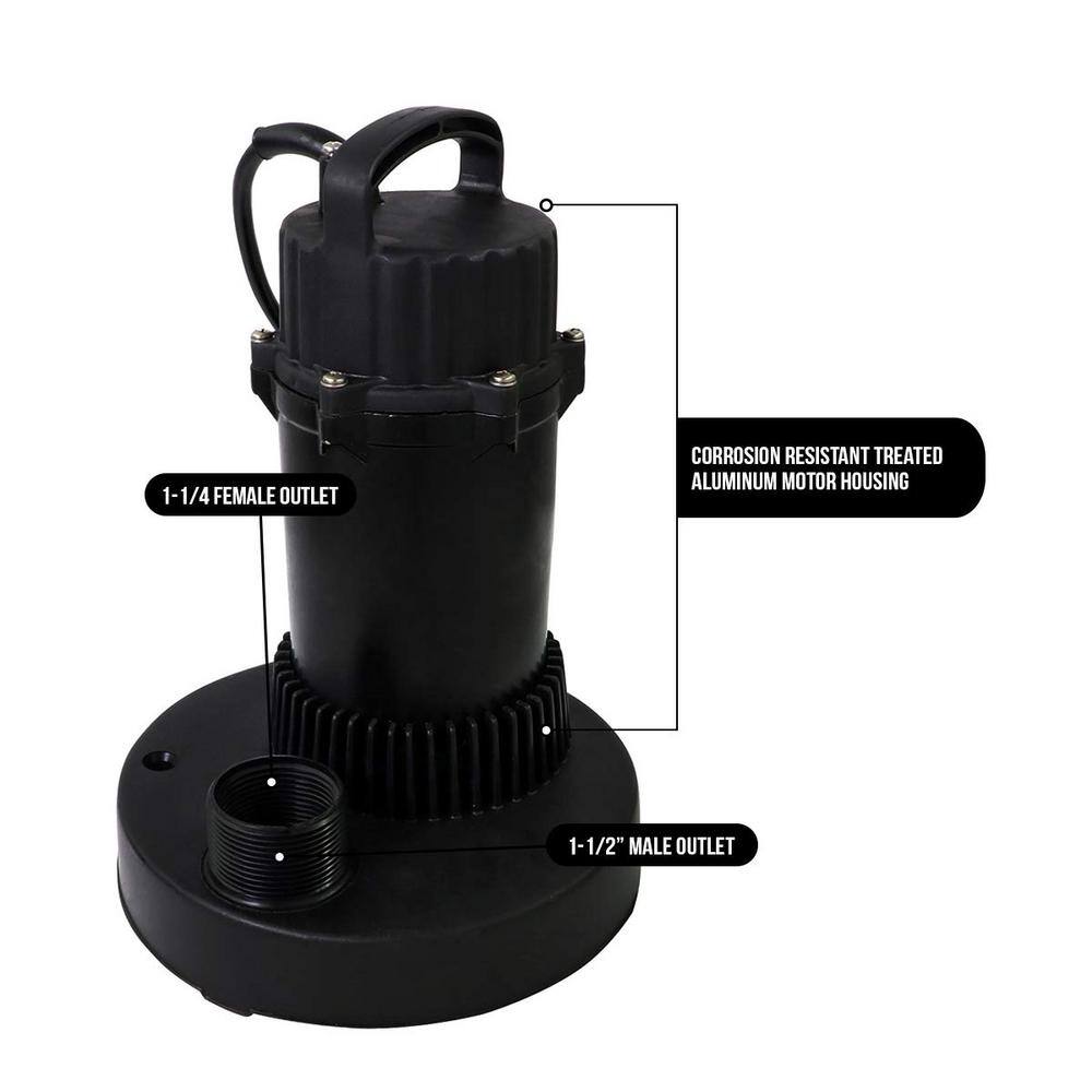 The Plumber's Choice Heavy Duty Submersible 13 hp. Sump Pump Kit with Float Switch Check Valve and Torque Wrench Black 4 Piece 13SPHP