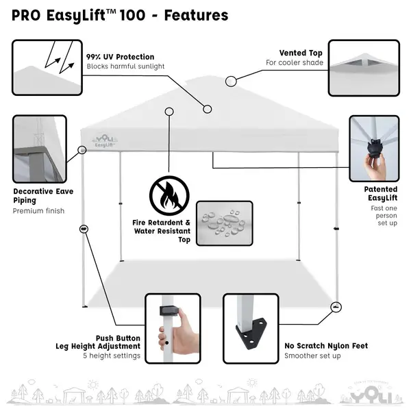 YOLI 10'x10' PRO EasyLift 100 Instant Canopy