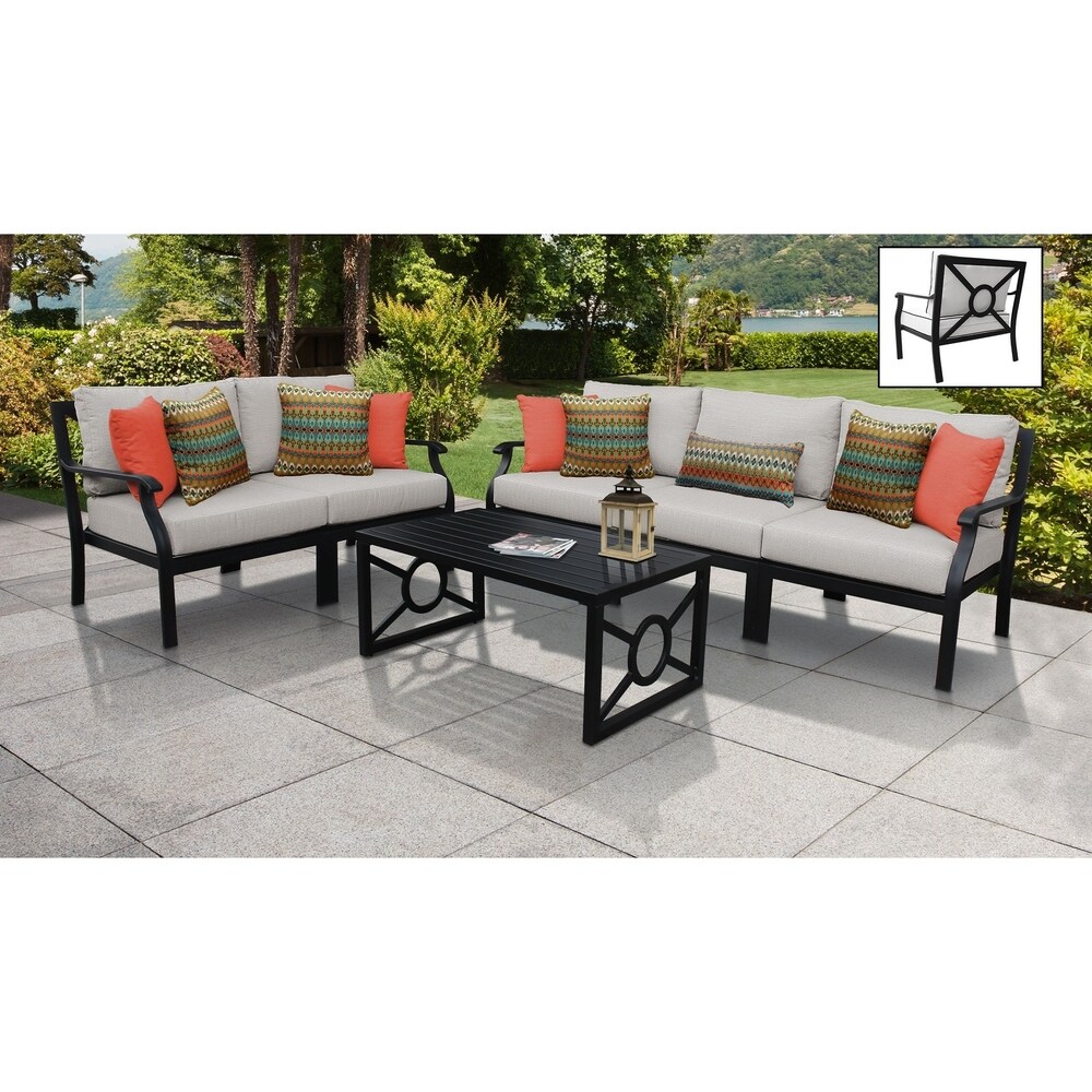 kathy ireland Homes   Gardens Madison Ave. 6 Piece Outdoor Aluminum Patio Furniture Set 06m