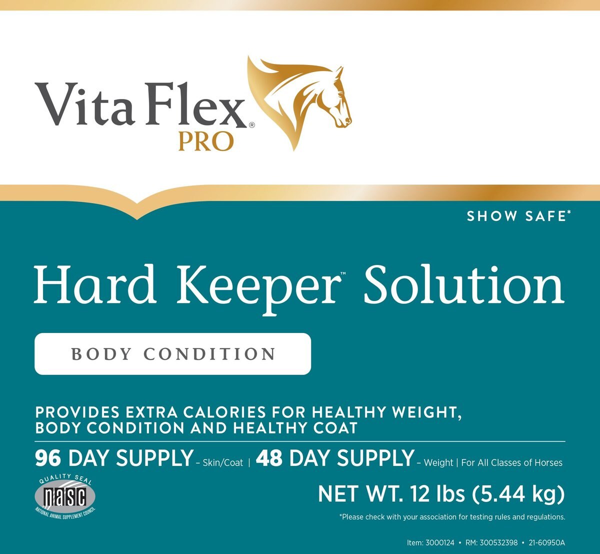 Vita Flex Pro Hard Keeper Solution High Energy Powder Horse Supplement， 12-lb bucket