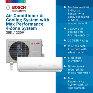 Bosch Max Performance 4-Zone 36000 BTU 3 Ton Ductless Mini Split Air Conditioner with Heat Pump 230-Volt 8733954451