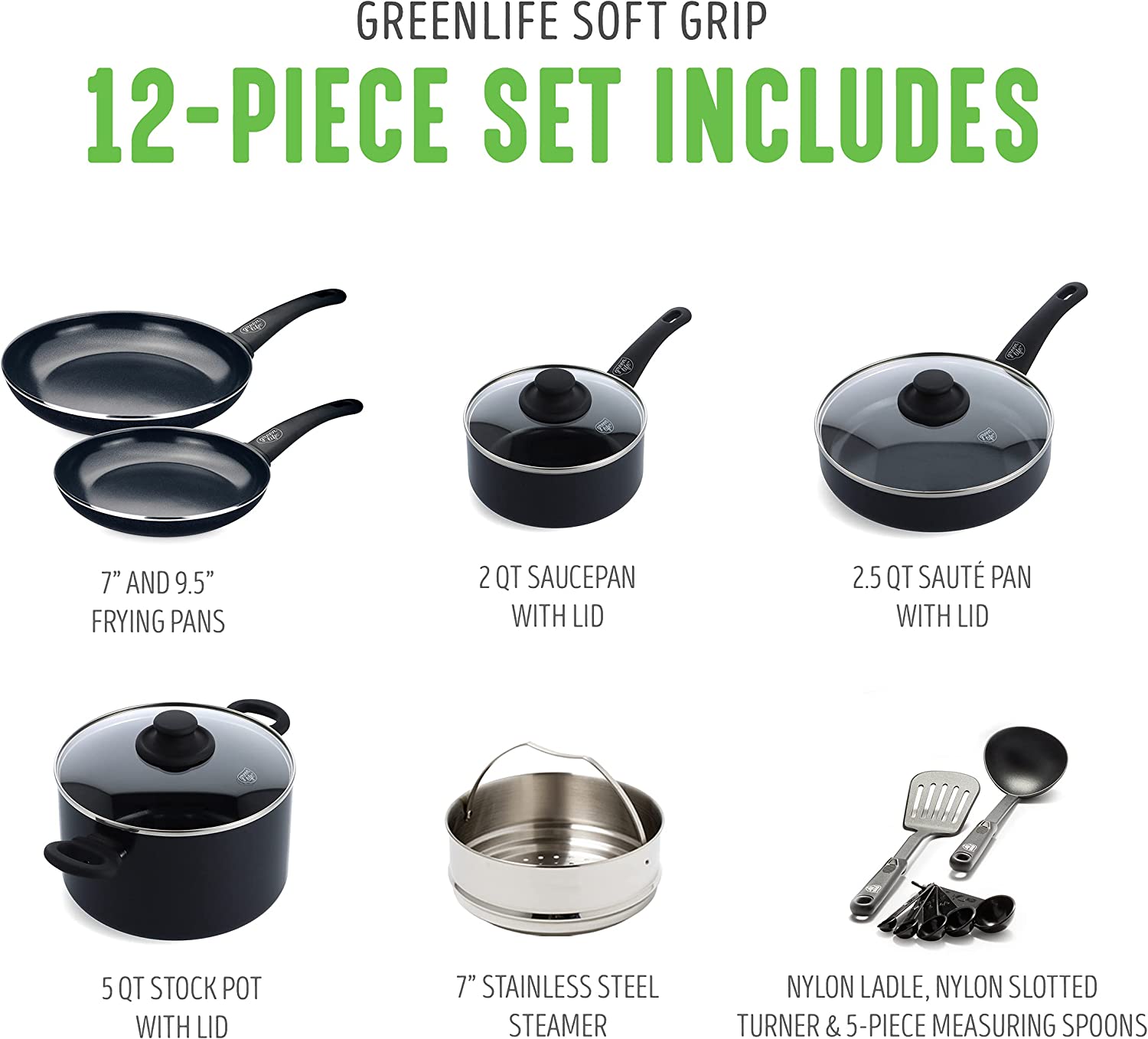 Healthy Ceramic Nonstick, 16 Piece Cookware Pots