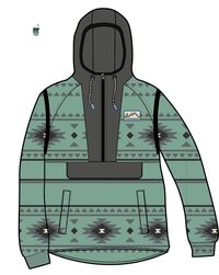 Alexander Recycled Polar Hooded Fleece - Pistachio Pattern/Deep Ocean