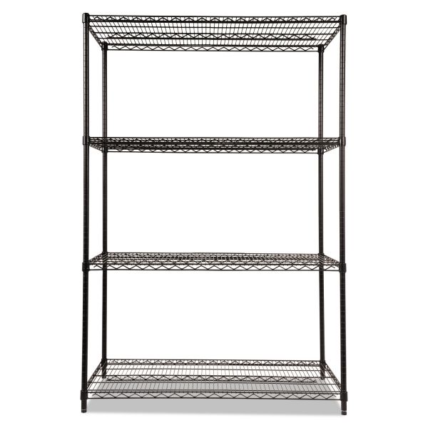 Alera NSF Certified Industrial Four-Shelf Wire Shelving Kit， 48w x 24d x 72h， Black